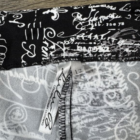 Lulu B Cropped Capri Pull On Pants Black White Women's Size 12 Pockets - Picture 7 of 12